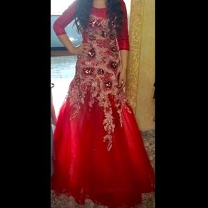 Jeweled Bustier Chiffon mermaid gown